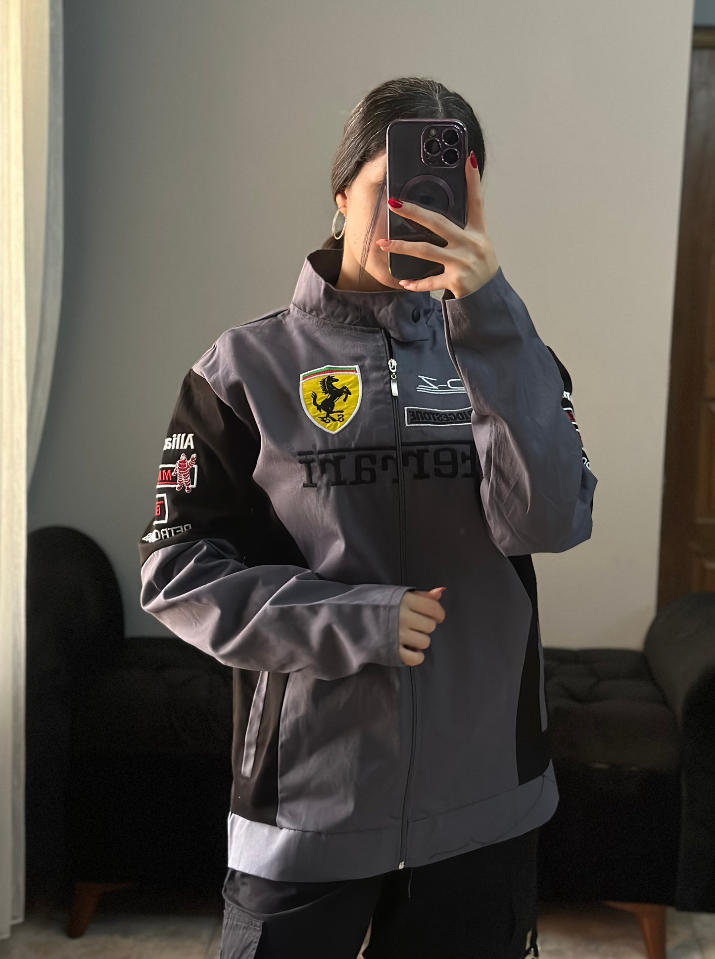 - C1 - جاكيت فيراري رصاصي FERRARI