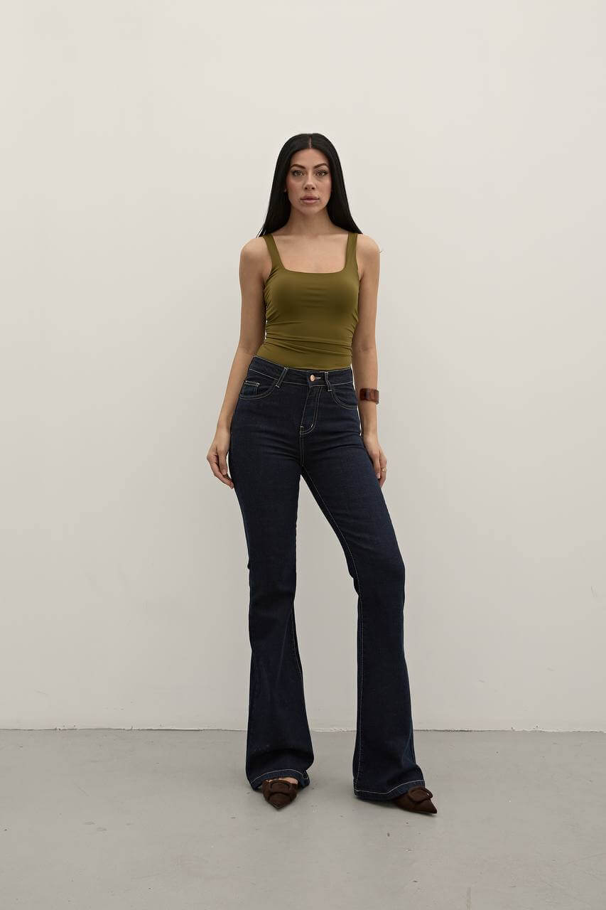 جينز فلاري ازرق غامق - flare jeans dark blue 1428