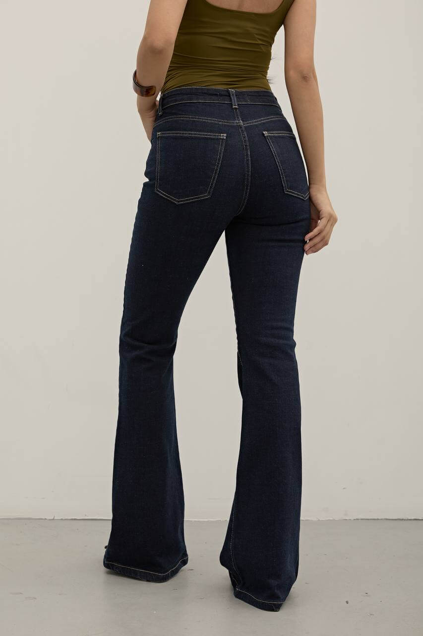 جينز فلاري ازرق غامق - flare jeans dark blue 1428