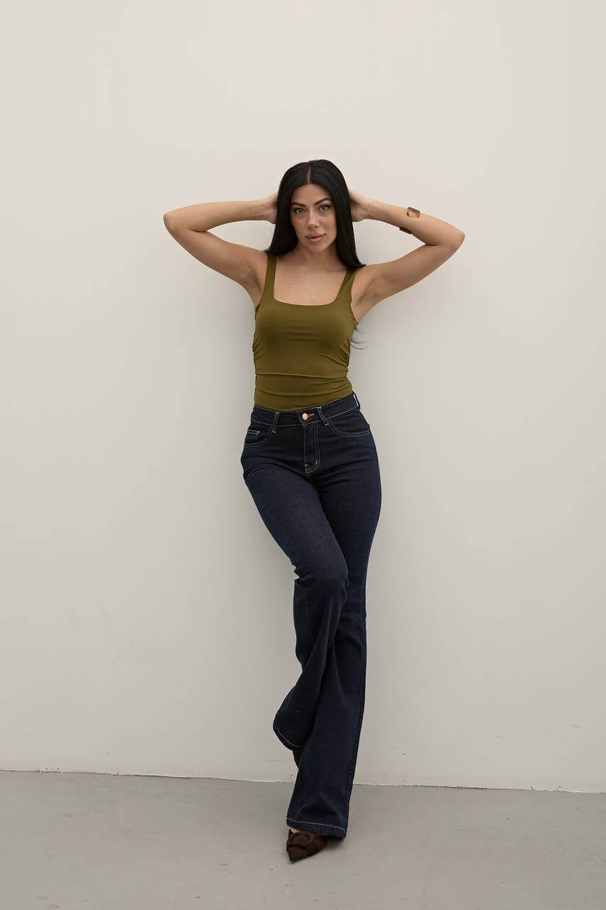 جينز فلاري ازرق غامق - flare jeans dark blue 1428