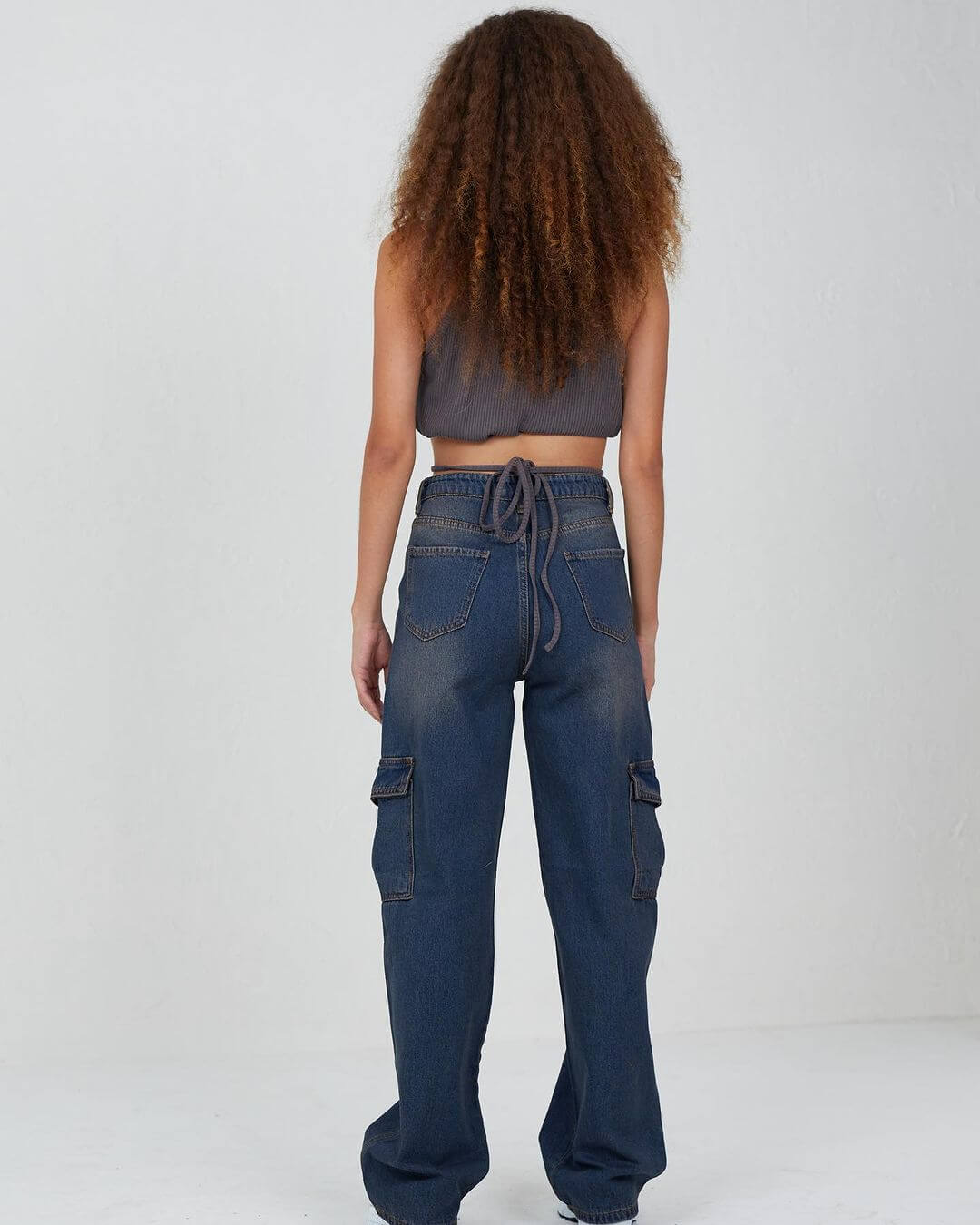 Blue greenish cargo pants بنطرون جينز كارجو ازرق مخضر 115 نحاسي