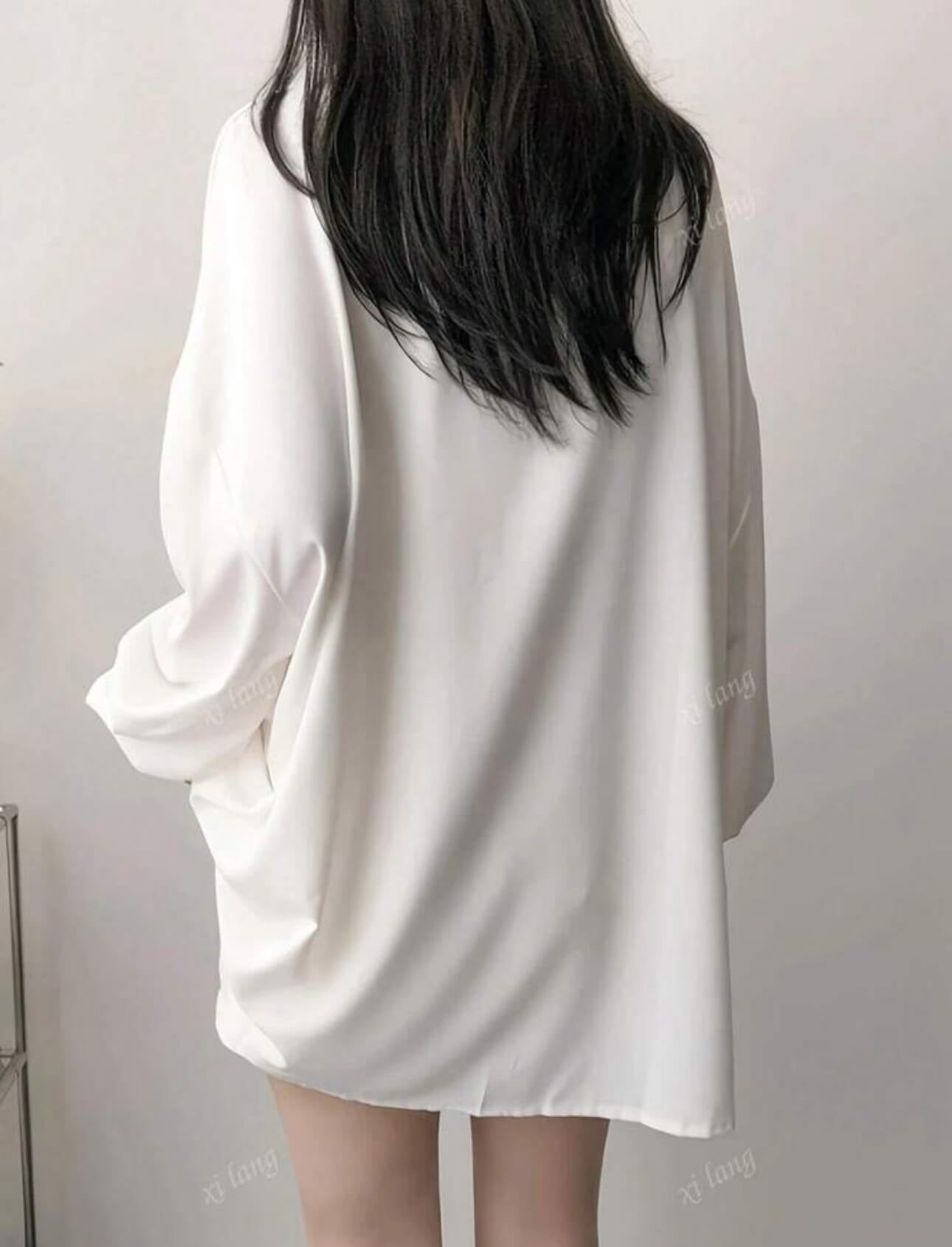 قميص ابيض بيسك اوفر سايز white shirt basic