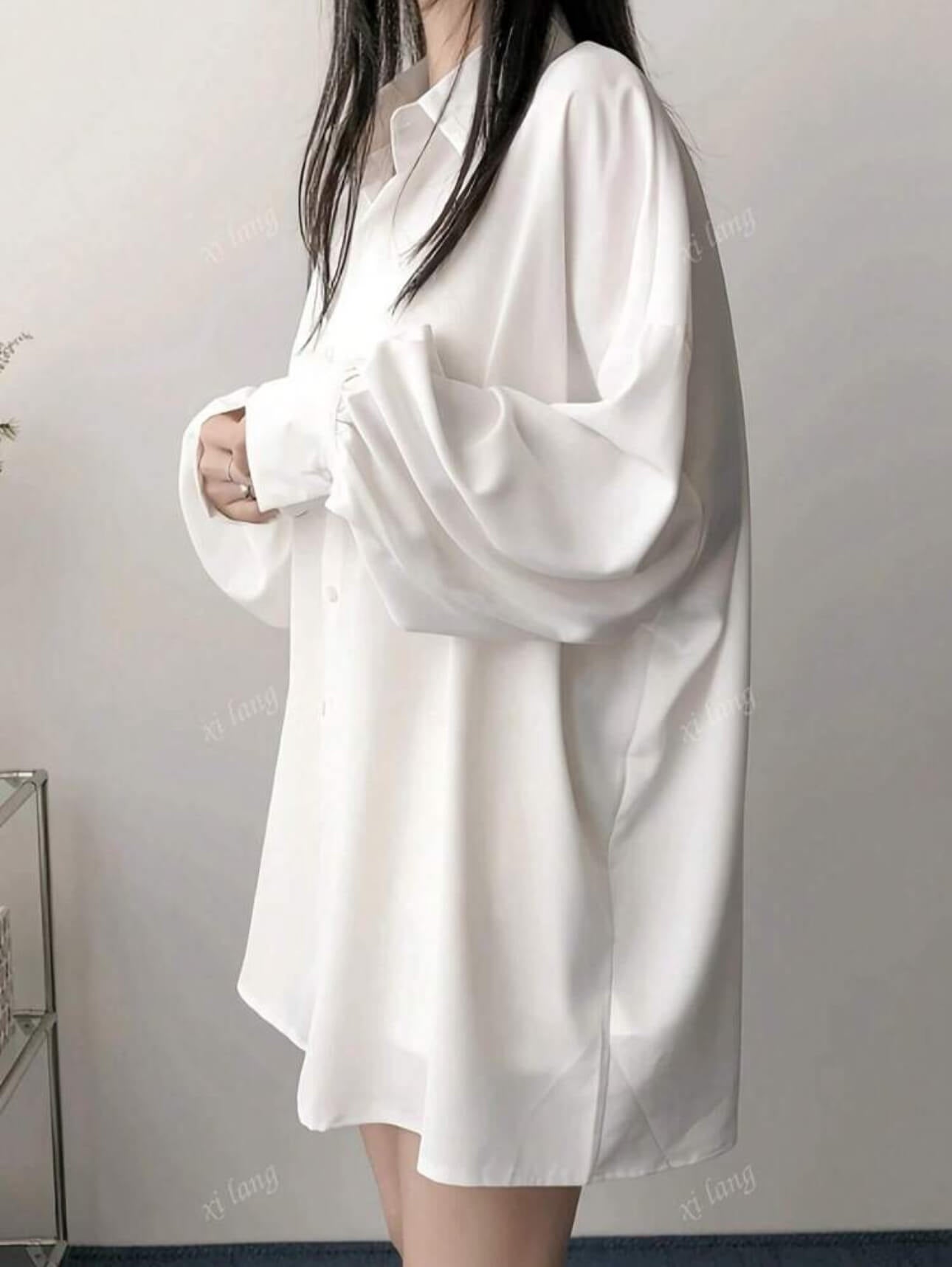 قميص ابيض بيسك اوفر سايز white shirt basic