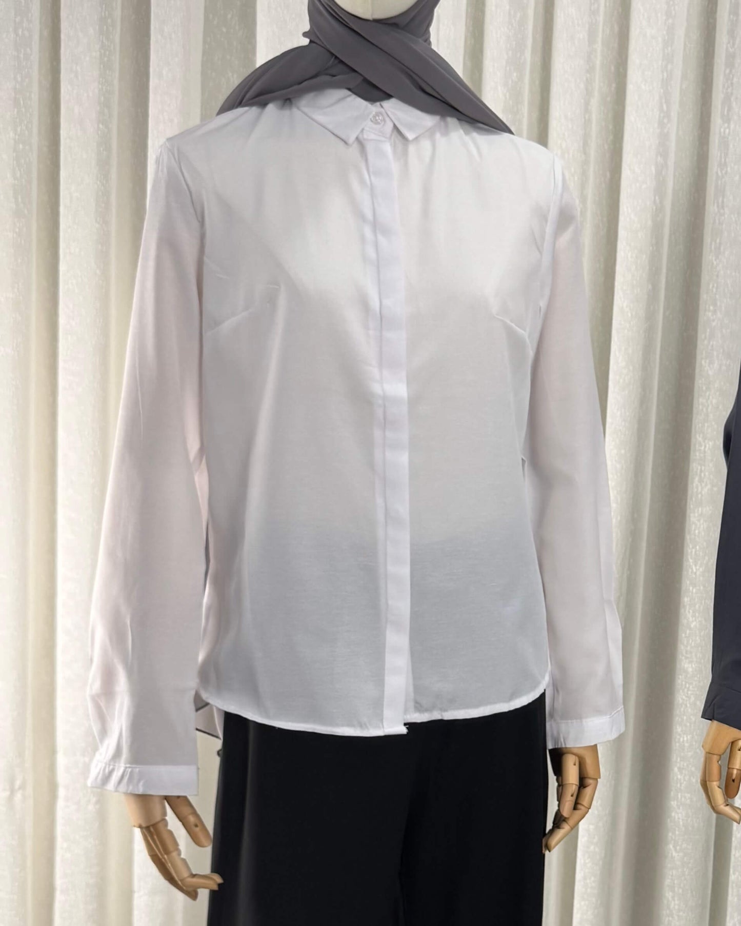 قميص ابيض ساده بدون جيب