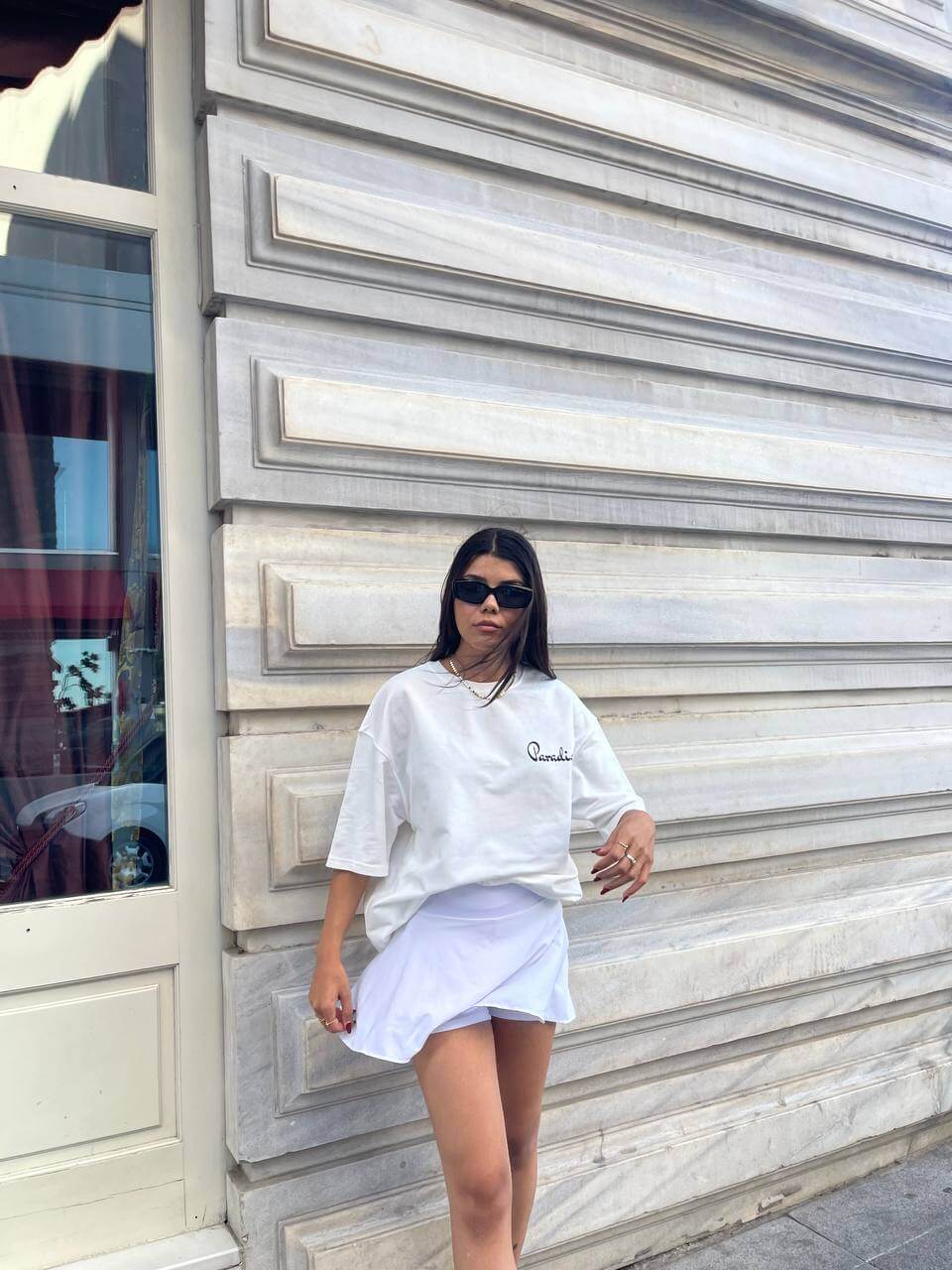 تي شيرت paradise ابيض اوفر سايز