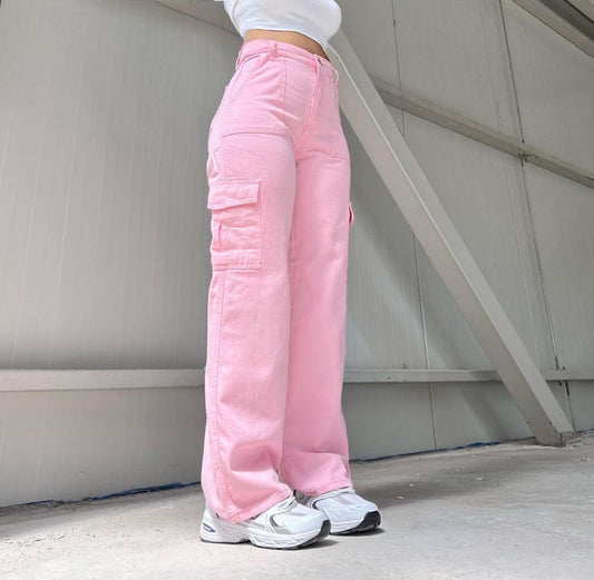 ⁨⁨⁨ 115بنطرون كارجو وردي  pink cargo pants⁩⁩⁩