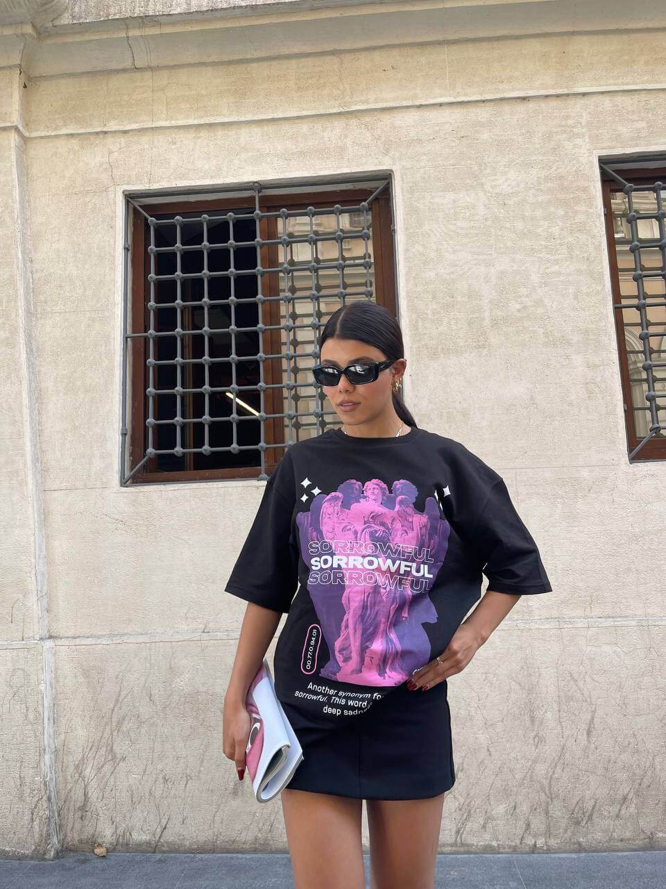 تي شيرت SORROWFUL اسود اوفر سايز يونيسكس