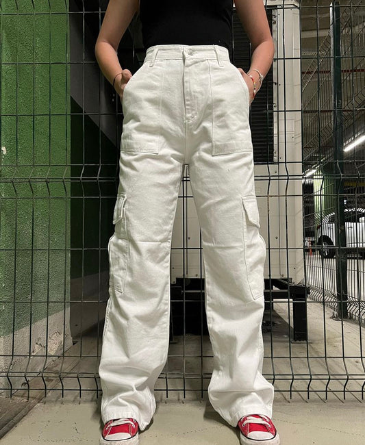 ⁨⁨ 115بنطرون كارجو ابيض  white cargo pants⁩⁩