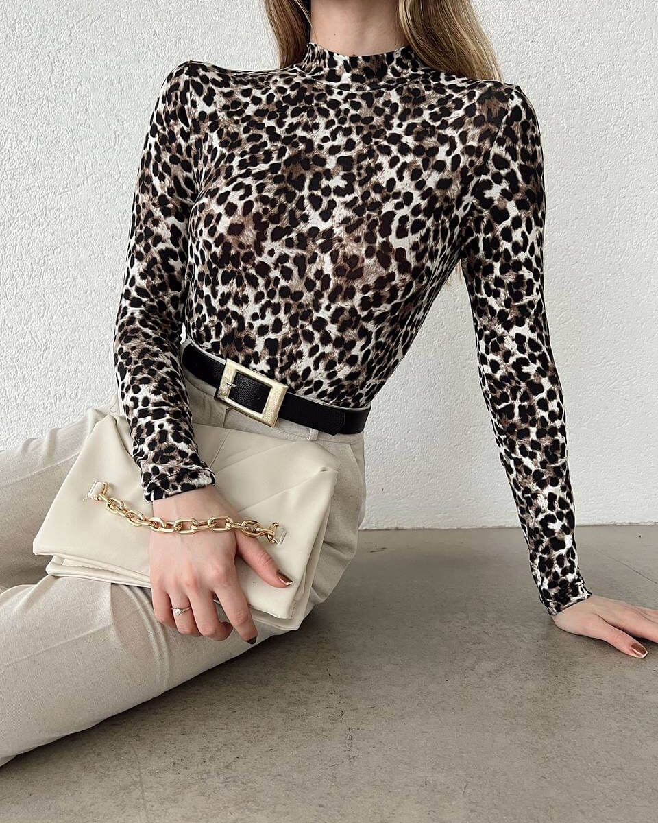 Top هاينك صيفي فهد- high neck Cheetah F4
