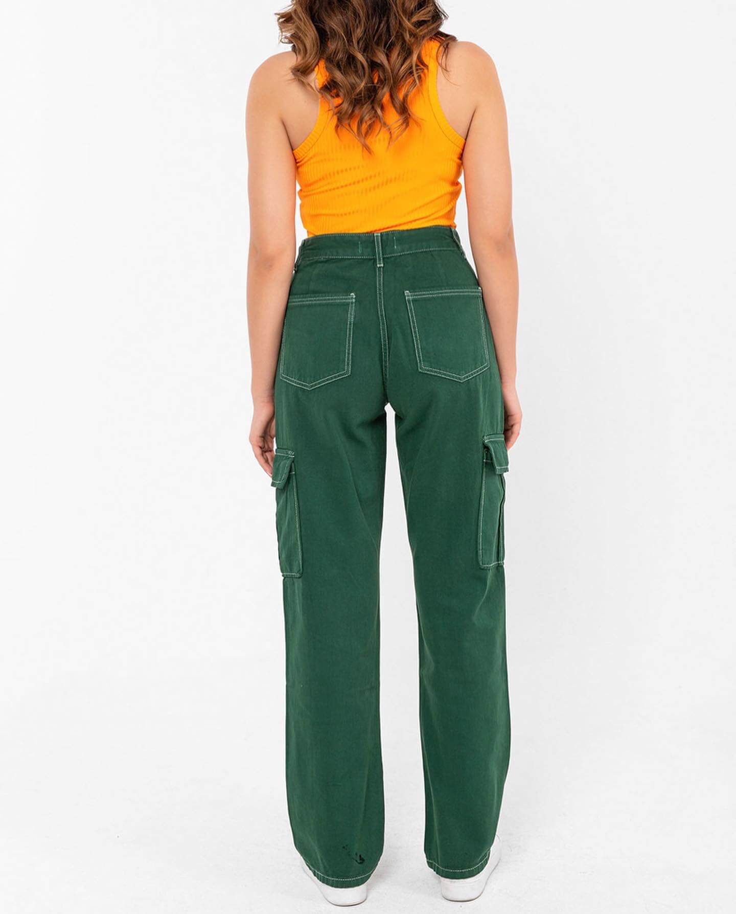 بنطرون جينز اخضر مع جيوب جانبيه green pants 
