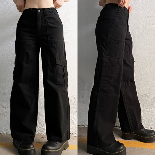 Black cargo pants بنطرون جينز كارجو اسود 115 E1