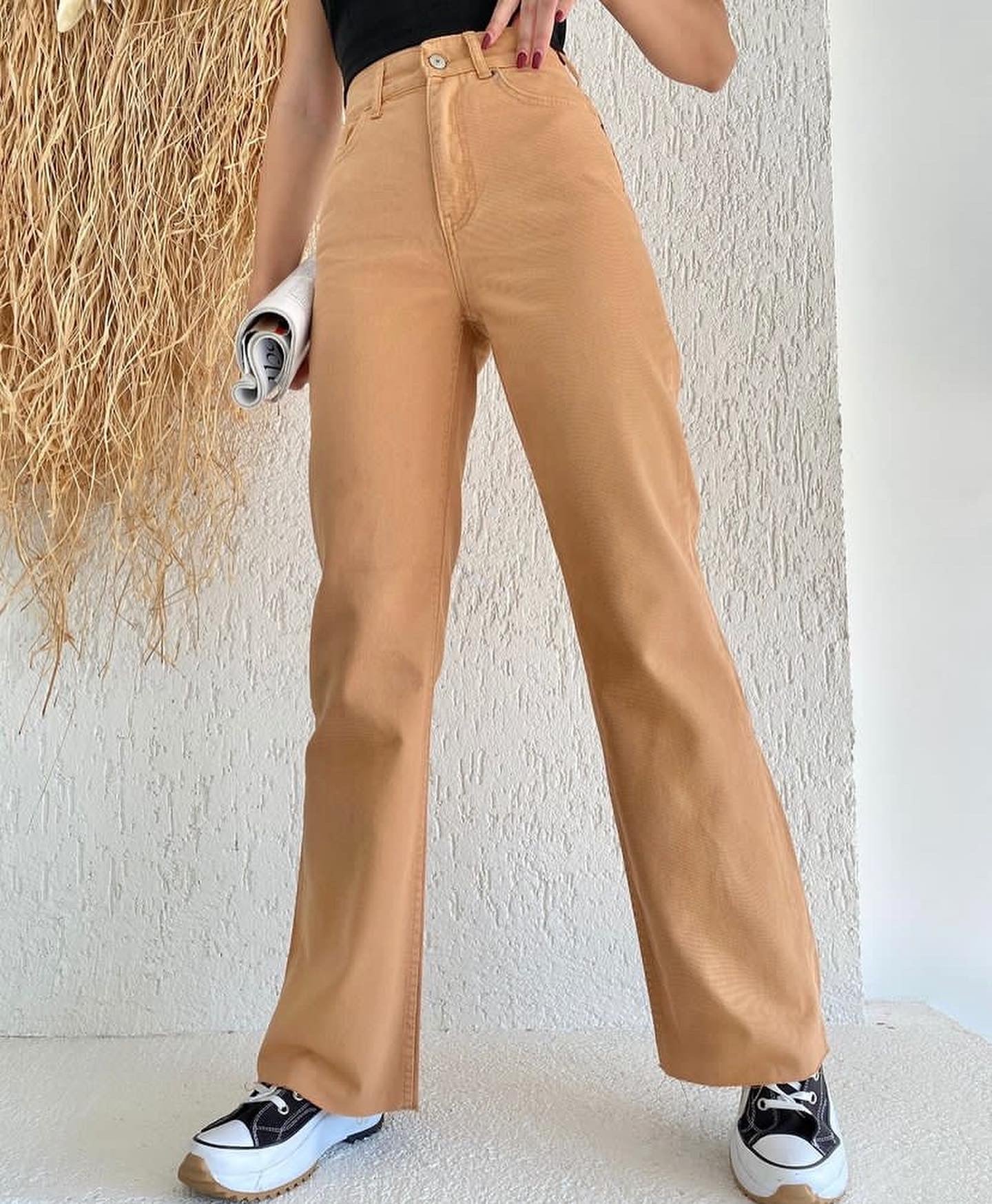 جينز عريض بيجي اغمق 102 _ jeans topshop