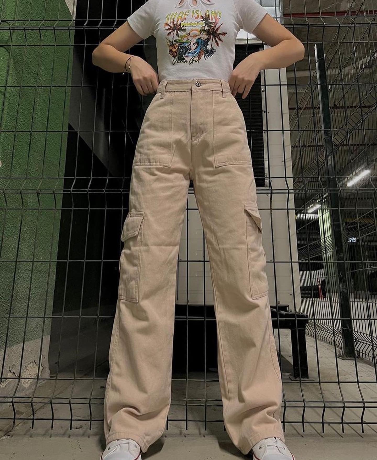 بنطرون كارجو بيجي 115 beige cargo pants