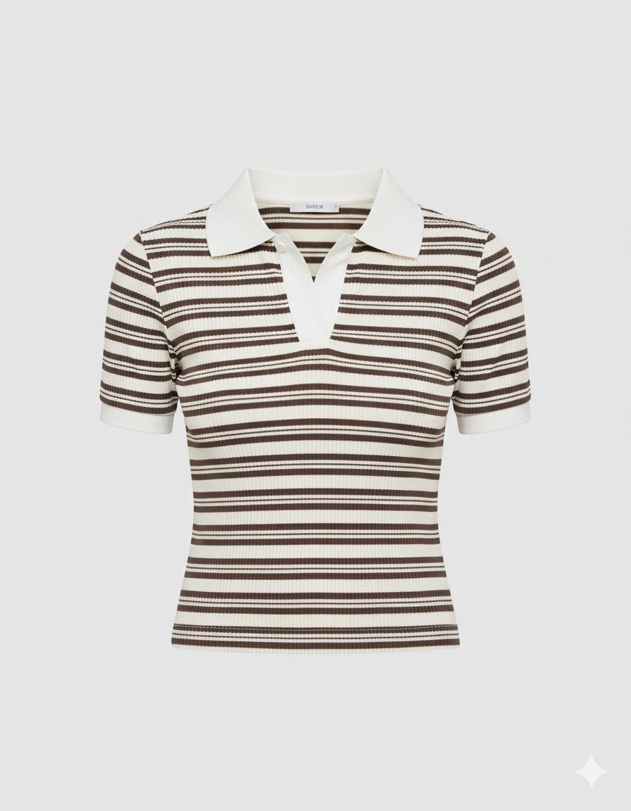 توب ياخه مخطط بني بيجي old money