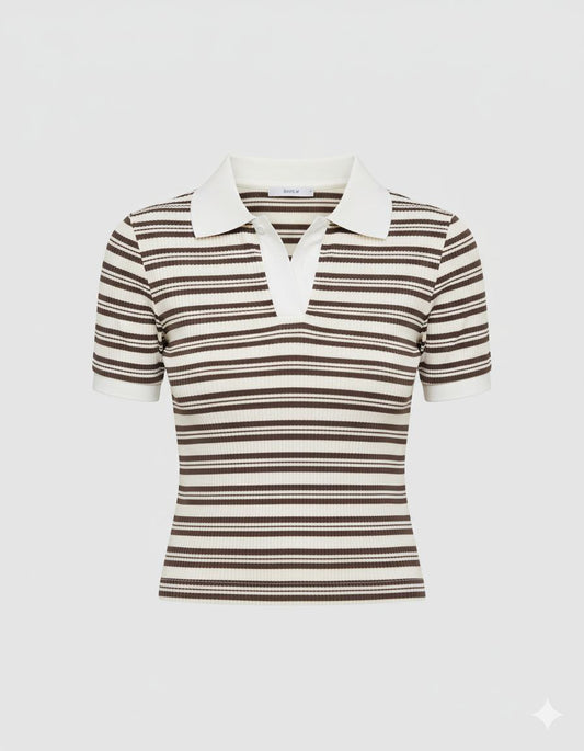 توب ياخه مخطط بني بيجي old money