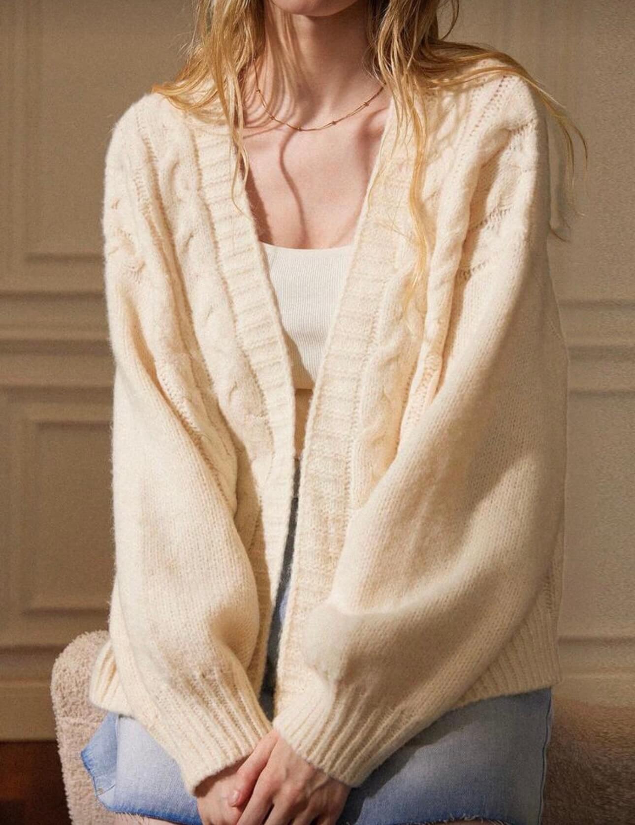 جاكيت صوف اوف وايت اوفر سايز