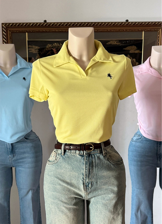تي شيرت بولو - اصفر v neck t shirt yellow