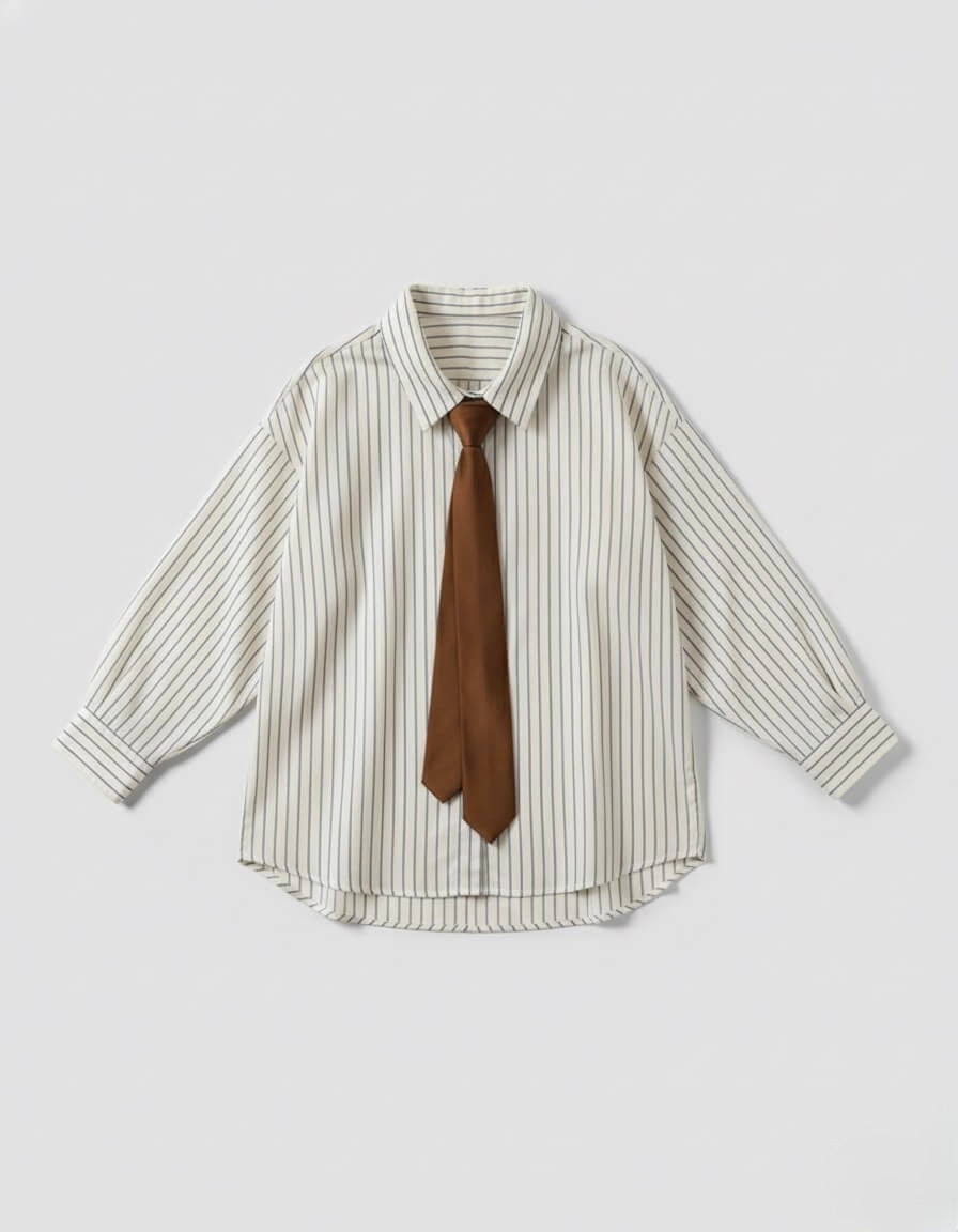 قميص اوف وايت مقلم سمائي مع شريط