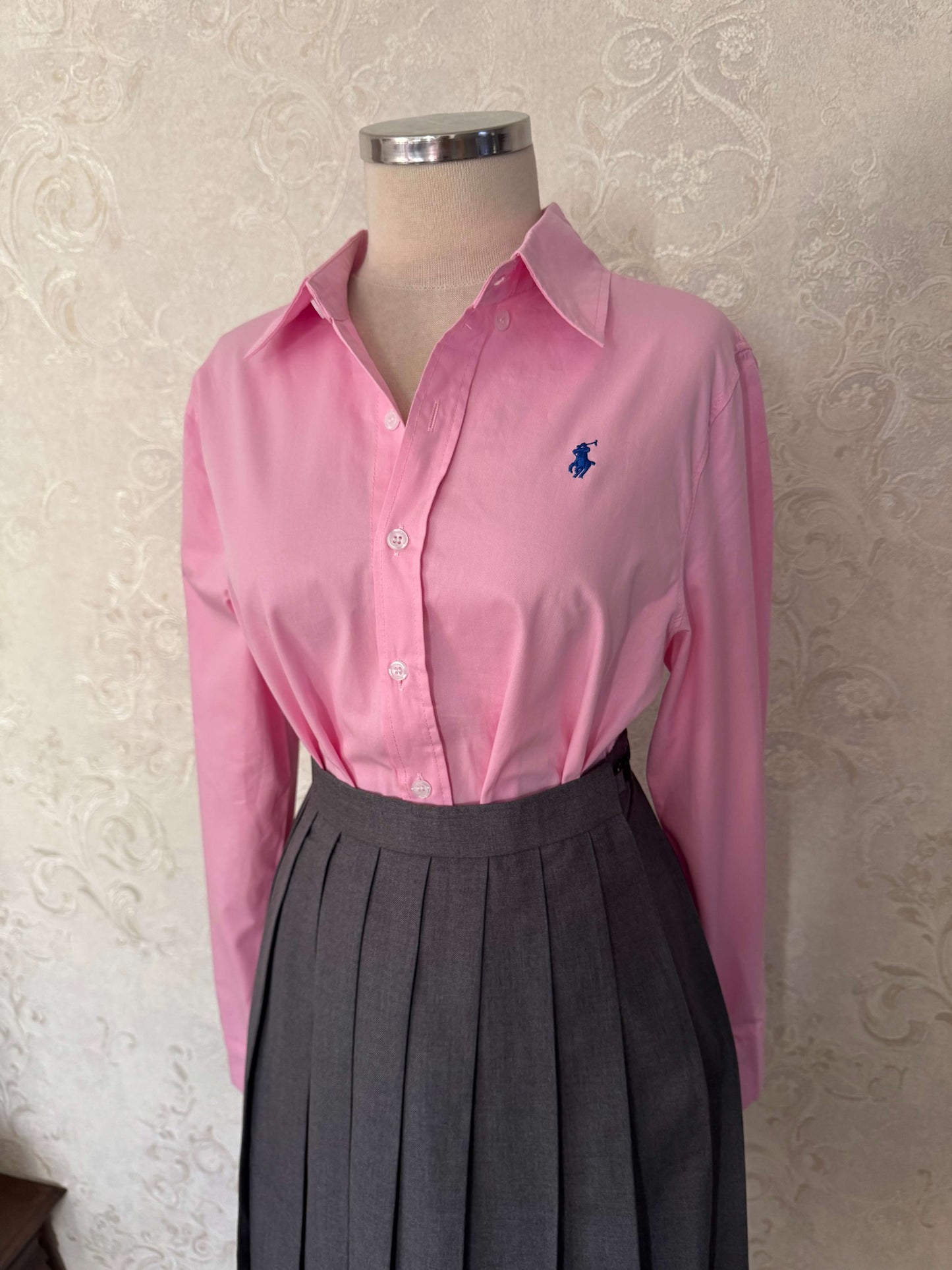 قميص بولو وردي pink polo shirt