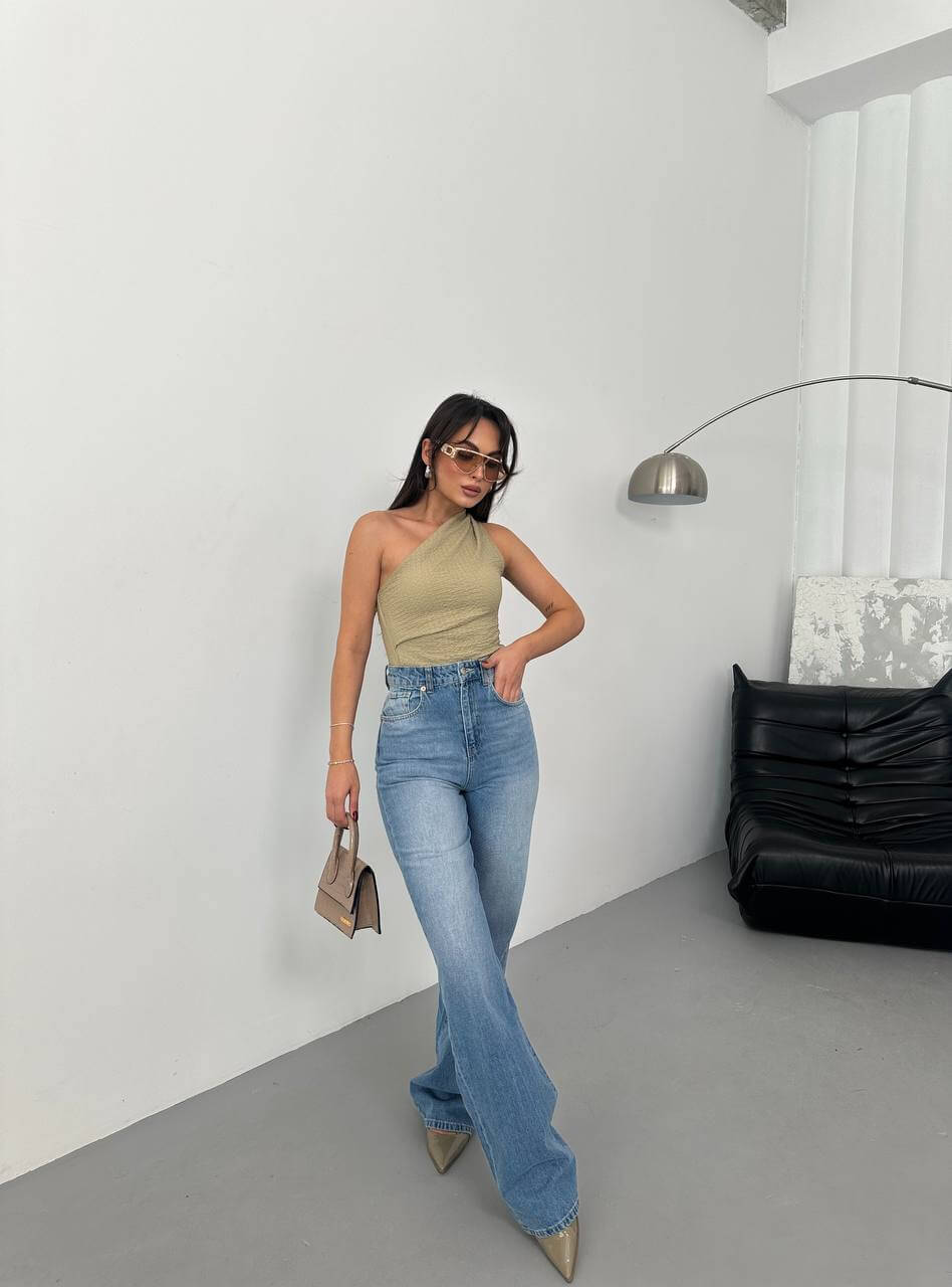 جينز وايد لگ ازرق فاتح  16672 - wid leg blue jeans