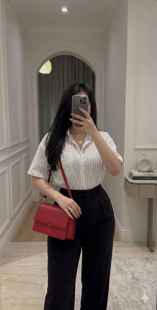 قميص مقلم نص ردن-2226