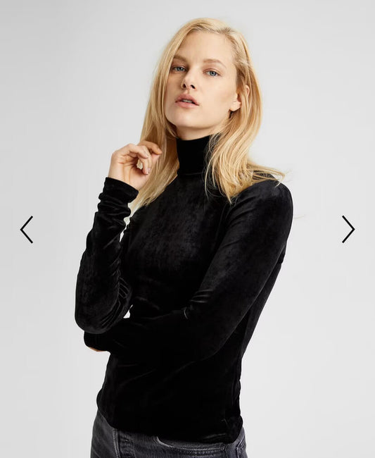 هاينك قديفه velvet highneck black اسود