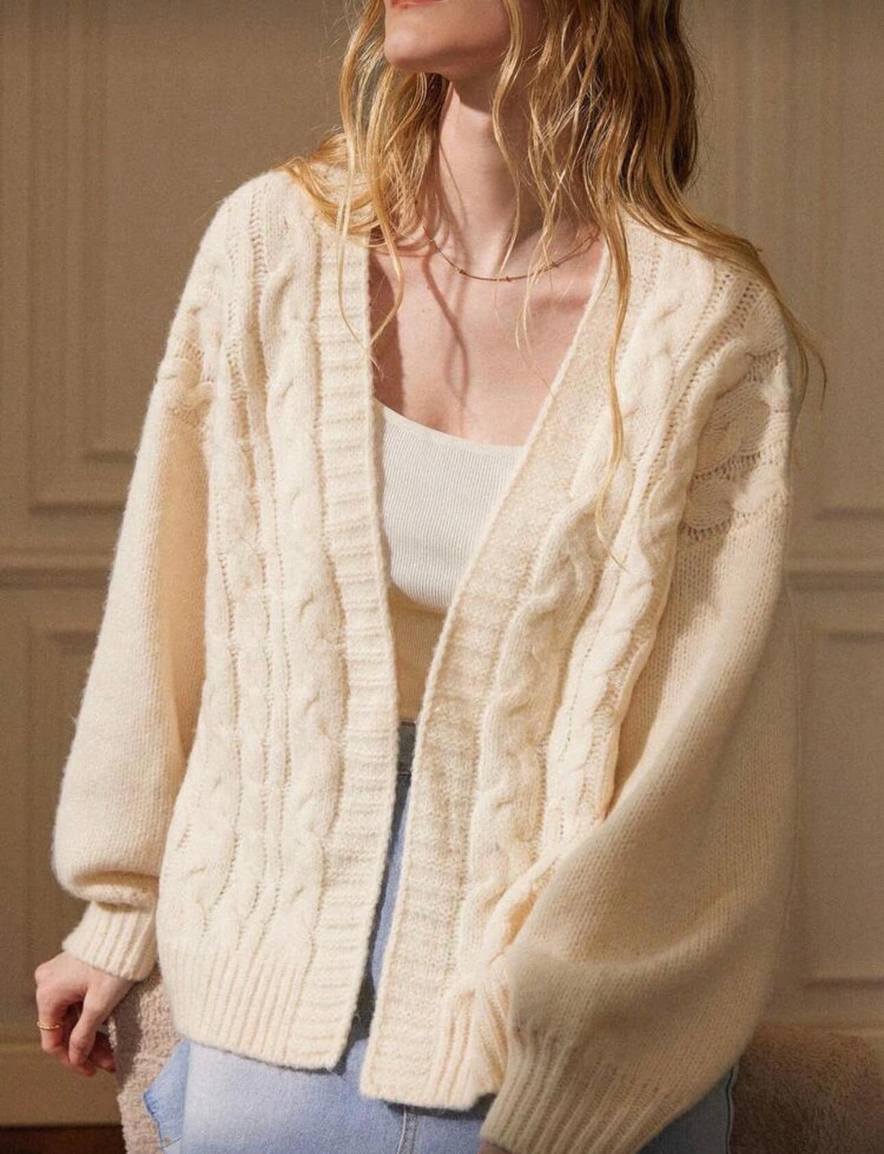 جاكيت صوف اوف وايت اوفر سايز