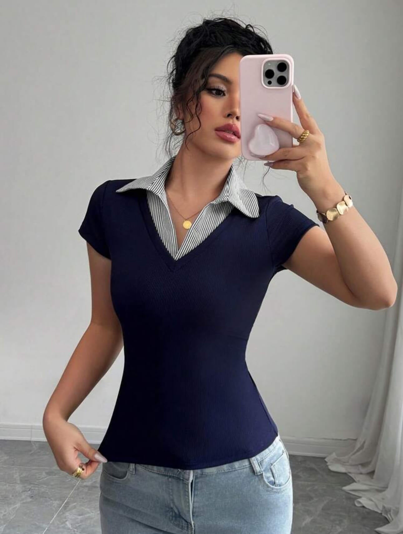 توب نيلي وبع ردن مع ياخه مقلمه