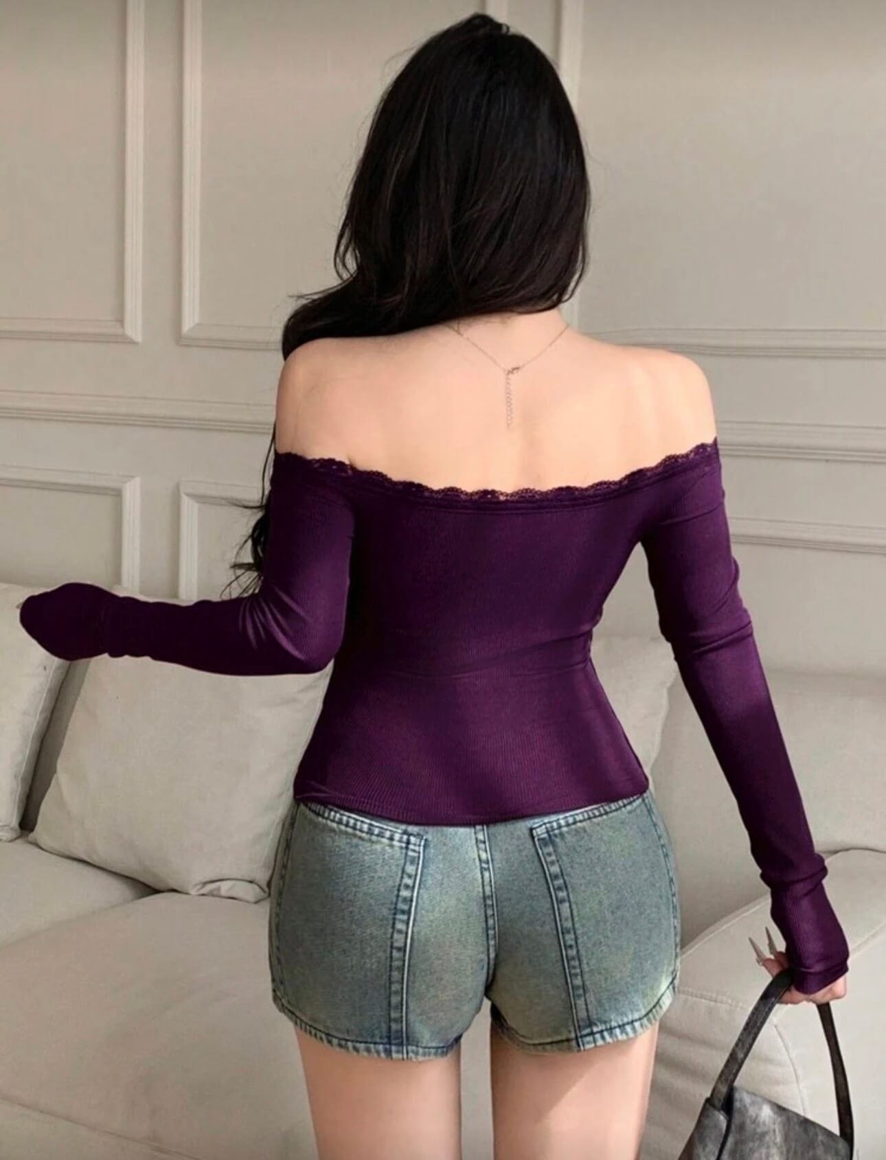 توب دانتيل -  بنفسجي غامق