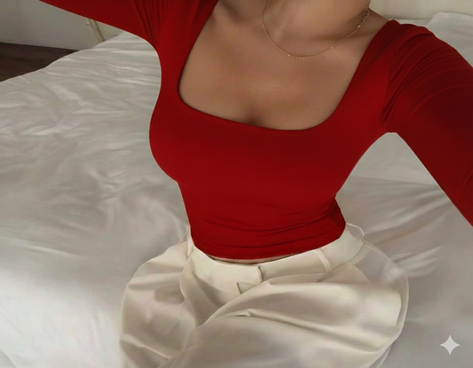 توب فتحه مربعه - لون احمر