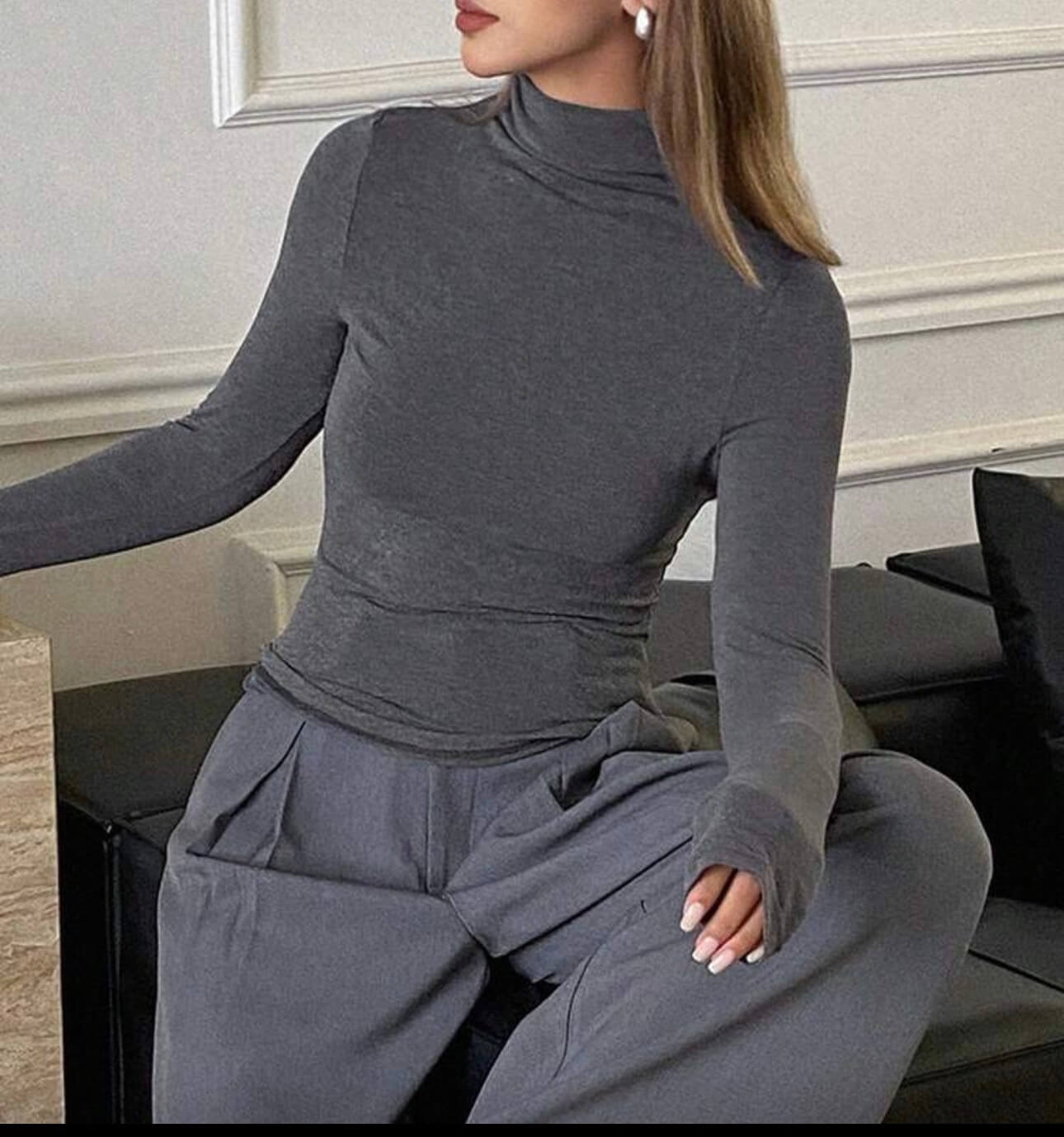 توب هاينك وصاصي رمادي قطني