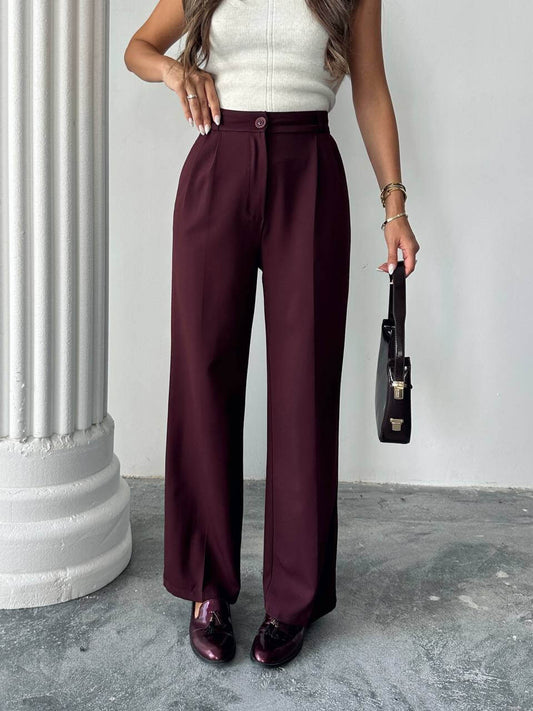 بنطرون قماش برغندي بيسك