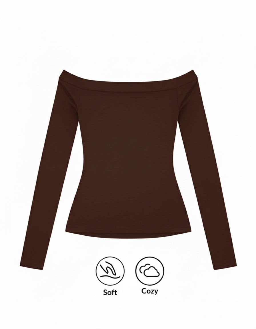 اوف شولدر بني اكمام طويله