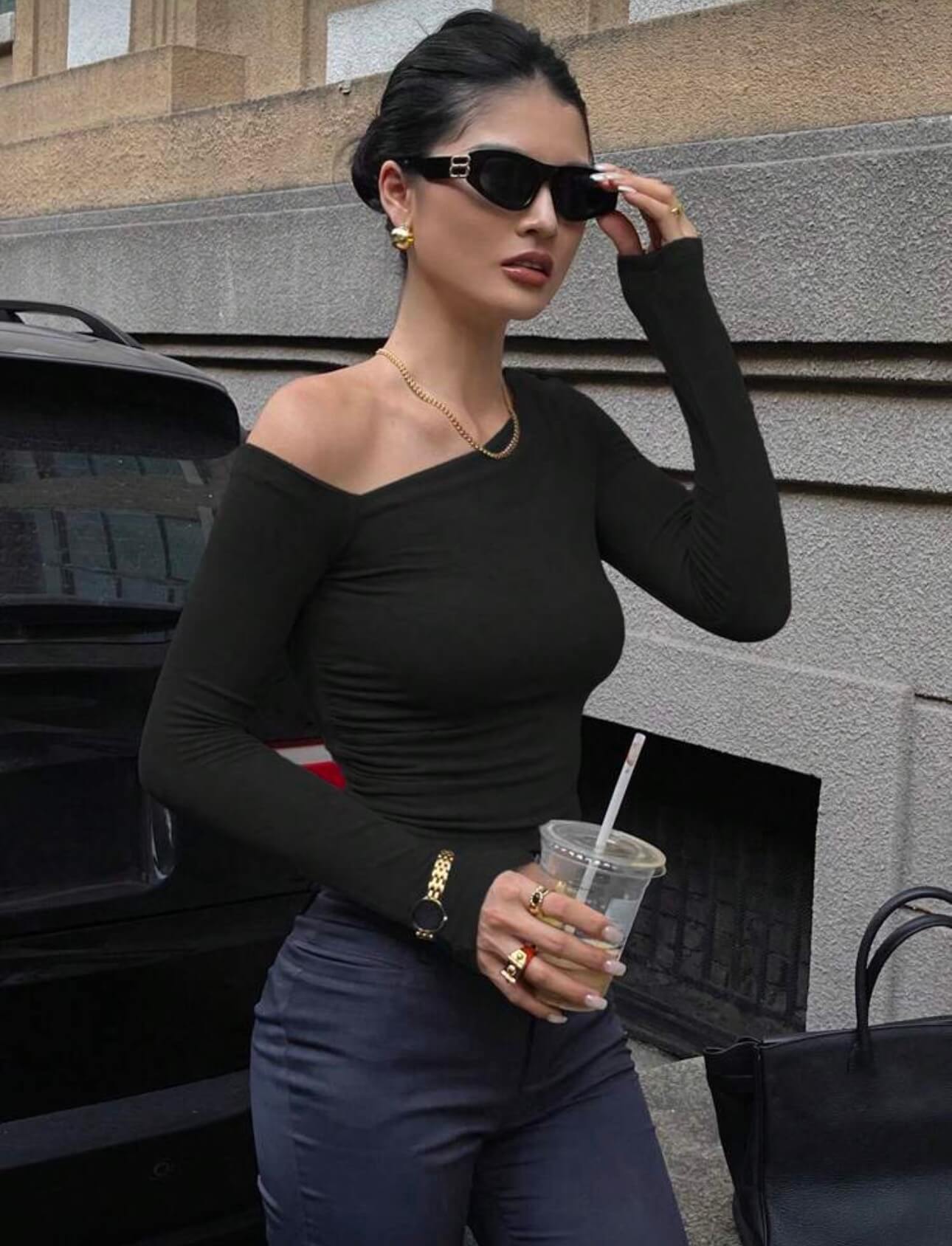 توب ون شولدر بهاري - اسود