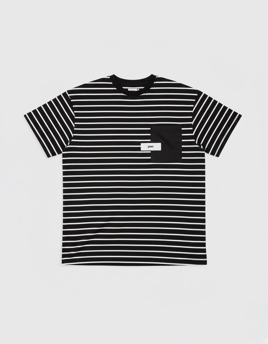 تي شيرت يونيسكس مخطط اسود وابيض Peex -⁩⁩⁩⁩