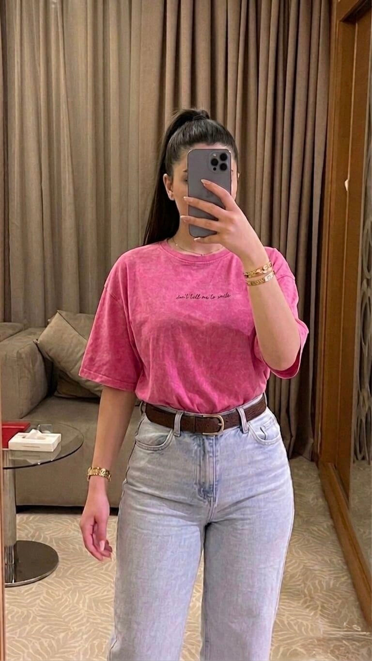 تي شيرت وردي dont tall me to smile