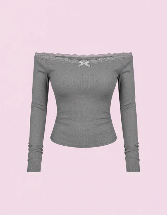 توب دانتيل - رصاصي