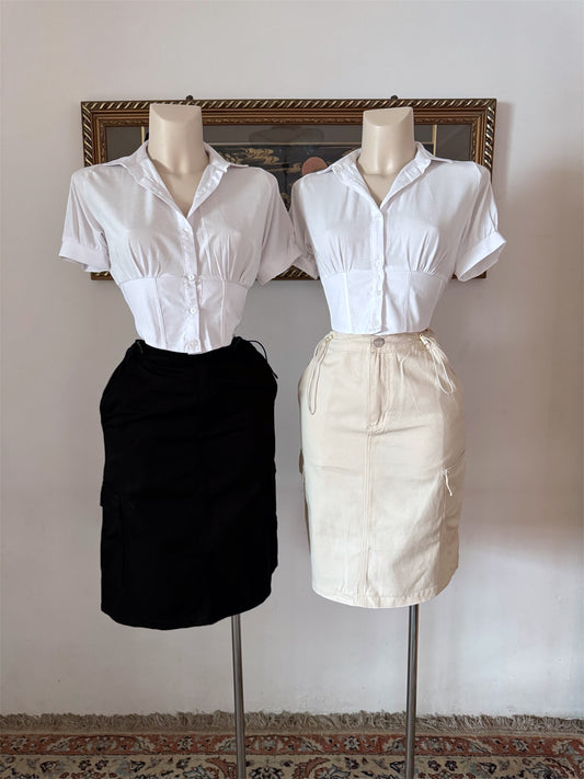 ⁨⁨تنوره جينز كارجو اسود -black skirt⁩⁩
