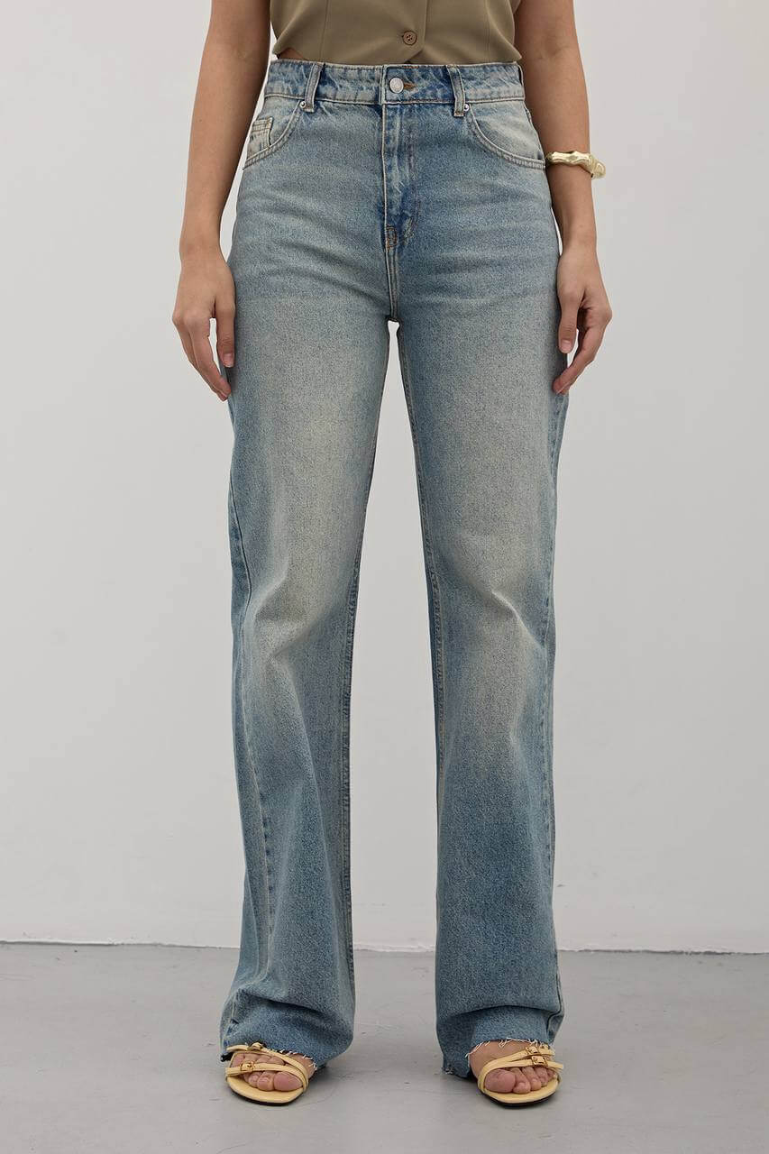 جينز عدل تدرج ازرق  -  1912 straight  jeans tint mide blue