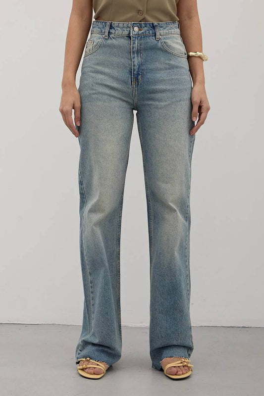 جينز عدل تدرج ازرق  -  1912 straight  jeans tint mide blue