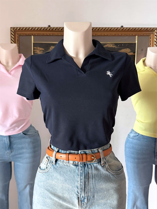 تي شيرت بولو - نيلي  v neck t shirt navy