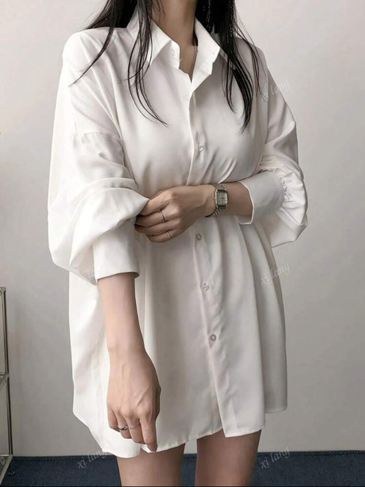 قميص ابيض بيسك اوفر سايز white shirt basic