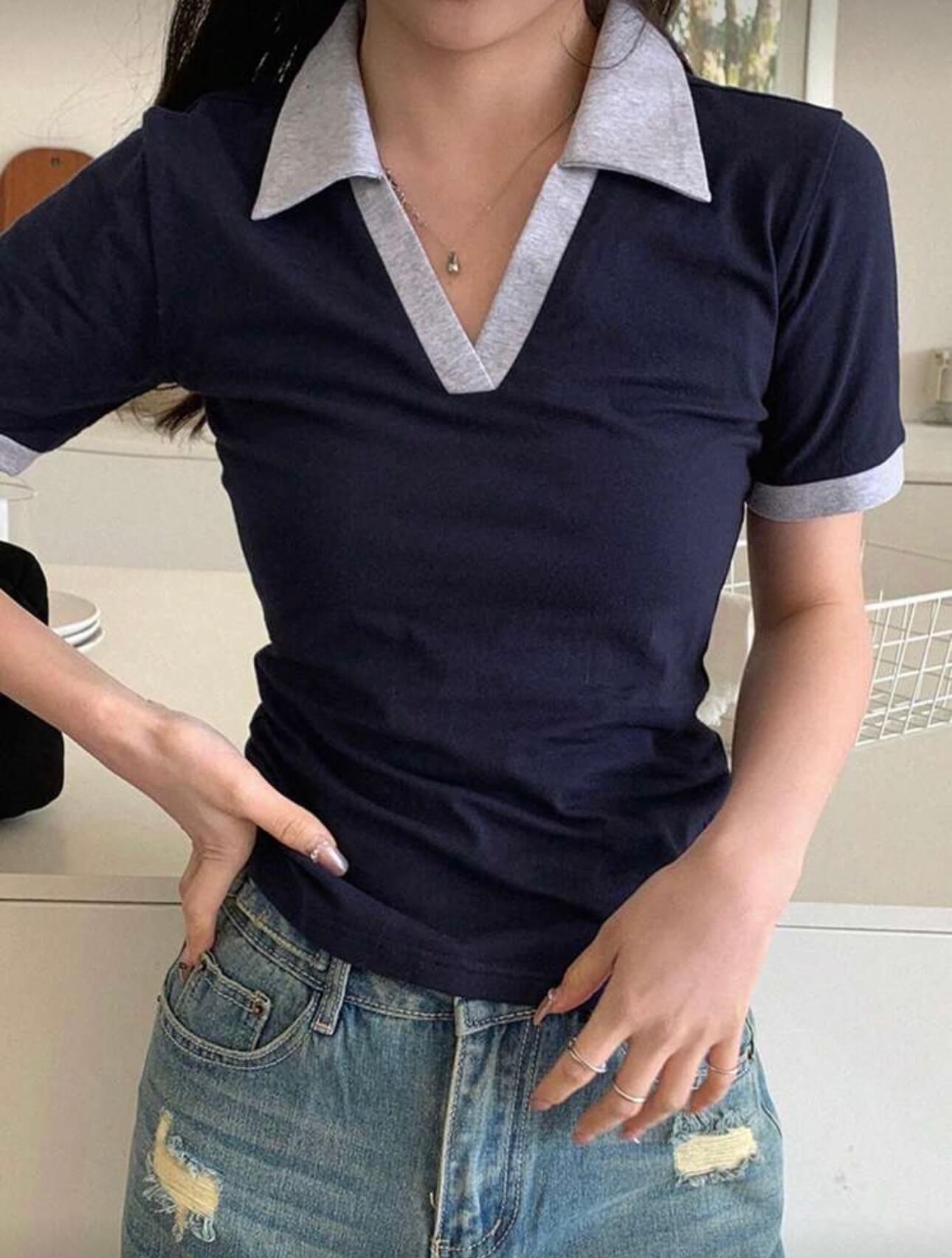 توب ياخة بولو لون نيلي وياخه رصاصي