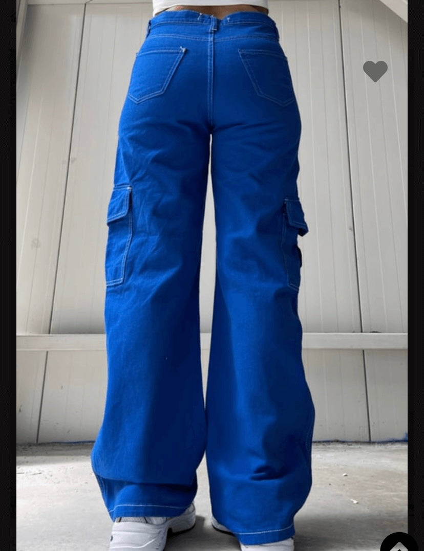 ⁨⁨⁨ 115بنطرون كارجو ازرق blue cargo pants⁩⁩⁩