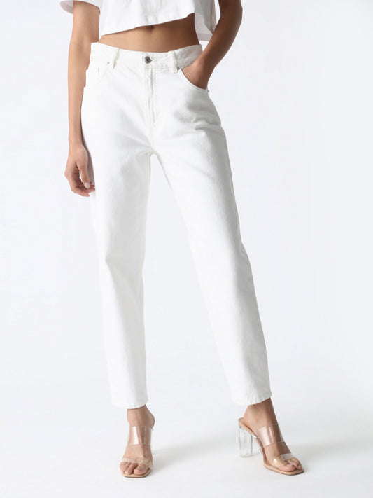 White mom jeans  موم جينز ابيض