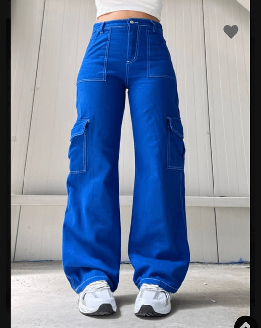 ⁨⁨⁨ 115بنطرون كارجو ازرق blue cargo pants⁩⁩⁩