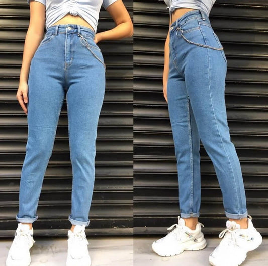 موم جينز فاتح Light blue mom jeans