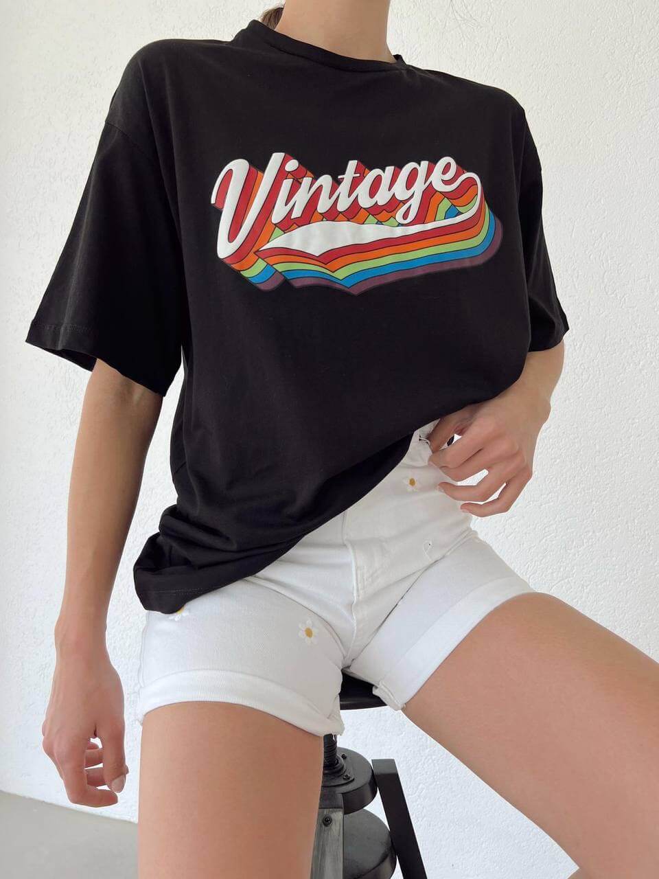 Black ⁨⁨تي شيرت اسود فنتج -vintage t shirt⁩⁩