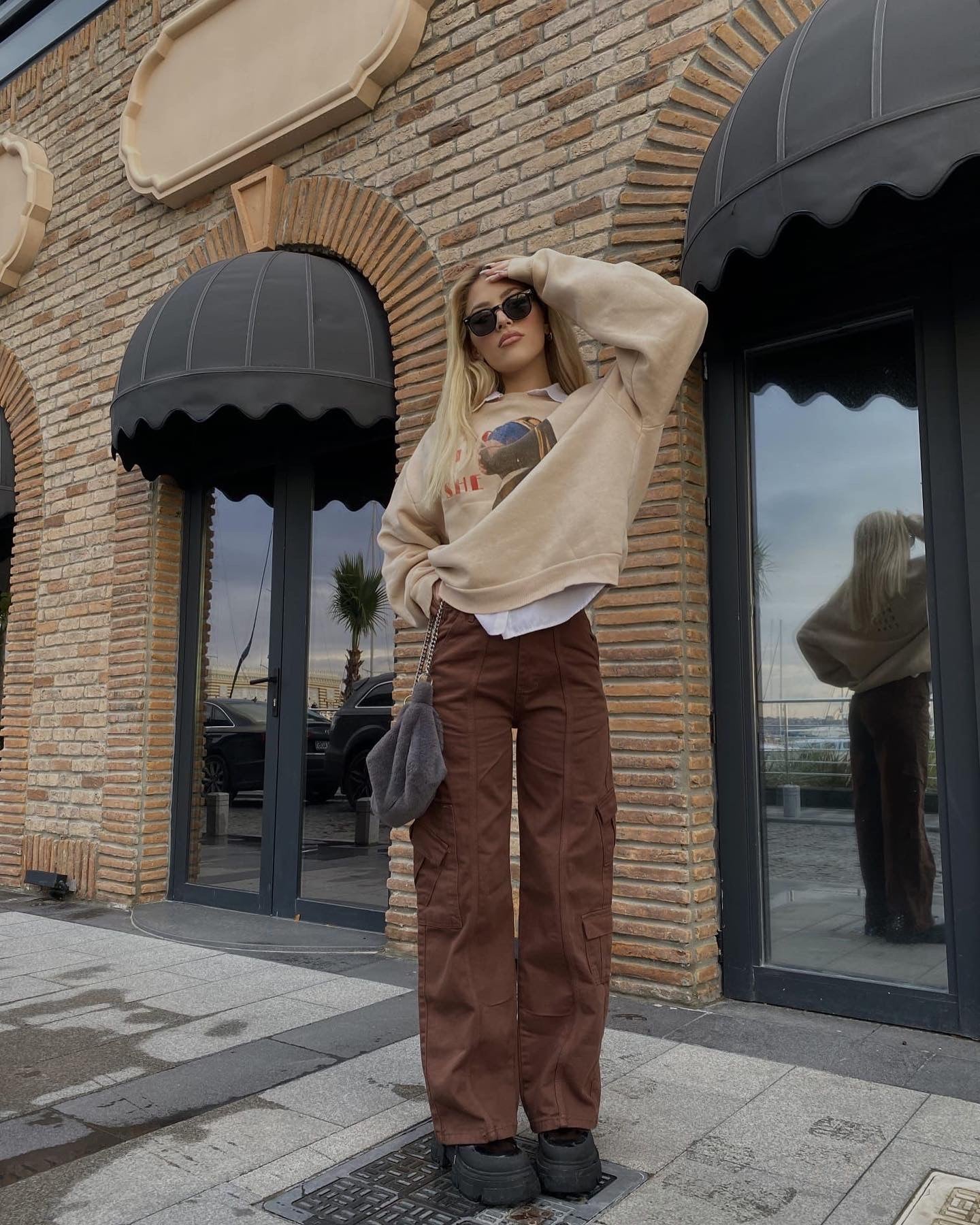 ⁨⁨⁨ بنطرون كي تو واي كار⁩⁩جو جوزي 121 -brown y2k cargo pants⁩