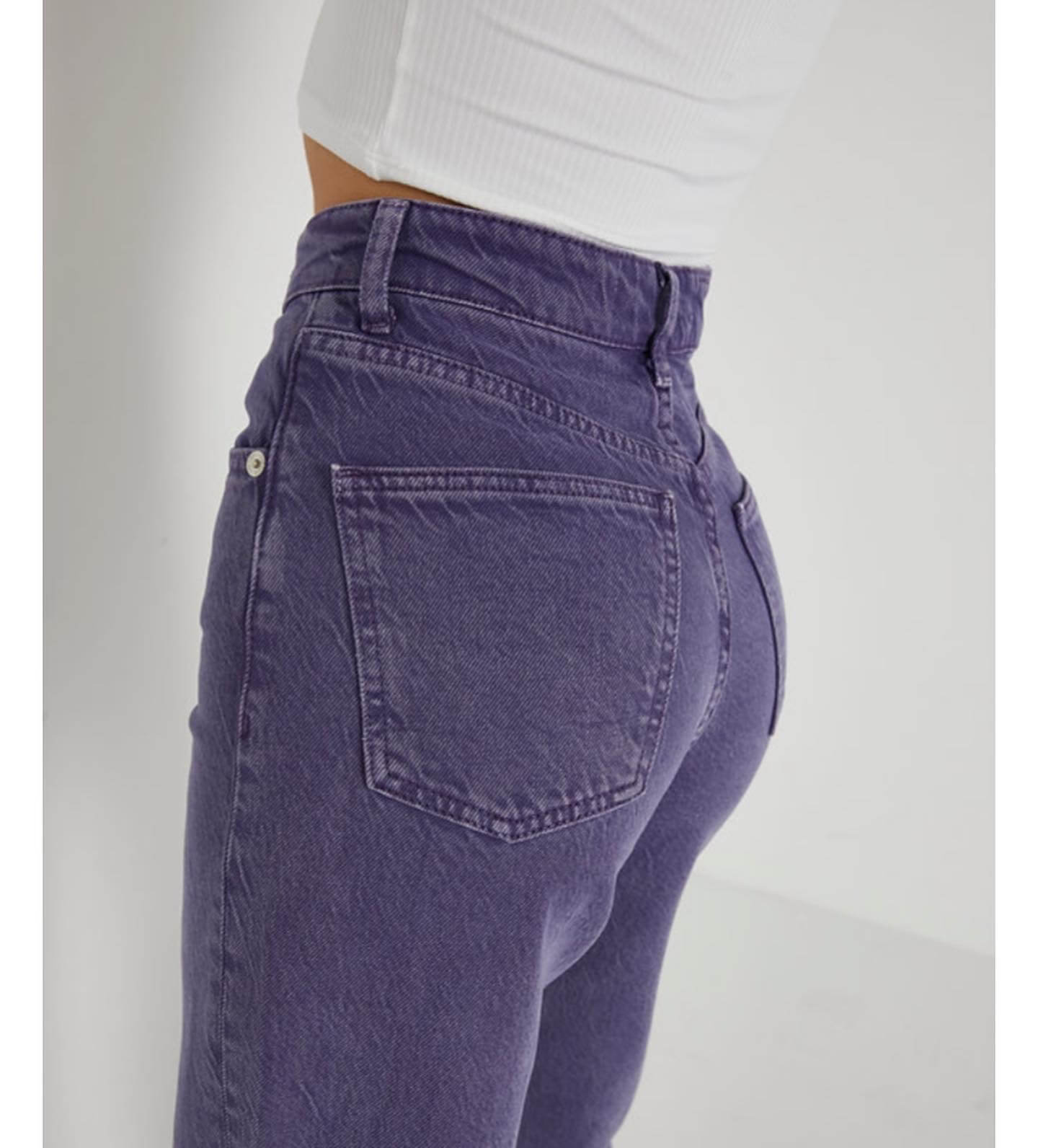 ⁨⁨⁨Wide leg light purple cut jeans - 102 جينز عريض بنفسجي فاتح⁩⁩⁩